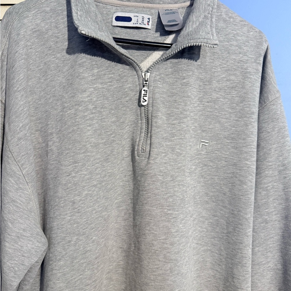 Fila Men's Heather Gray Half-Zip Pullover Sweater
